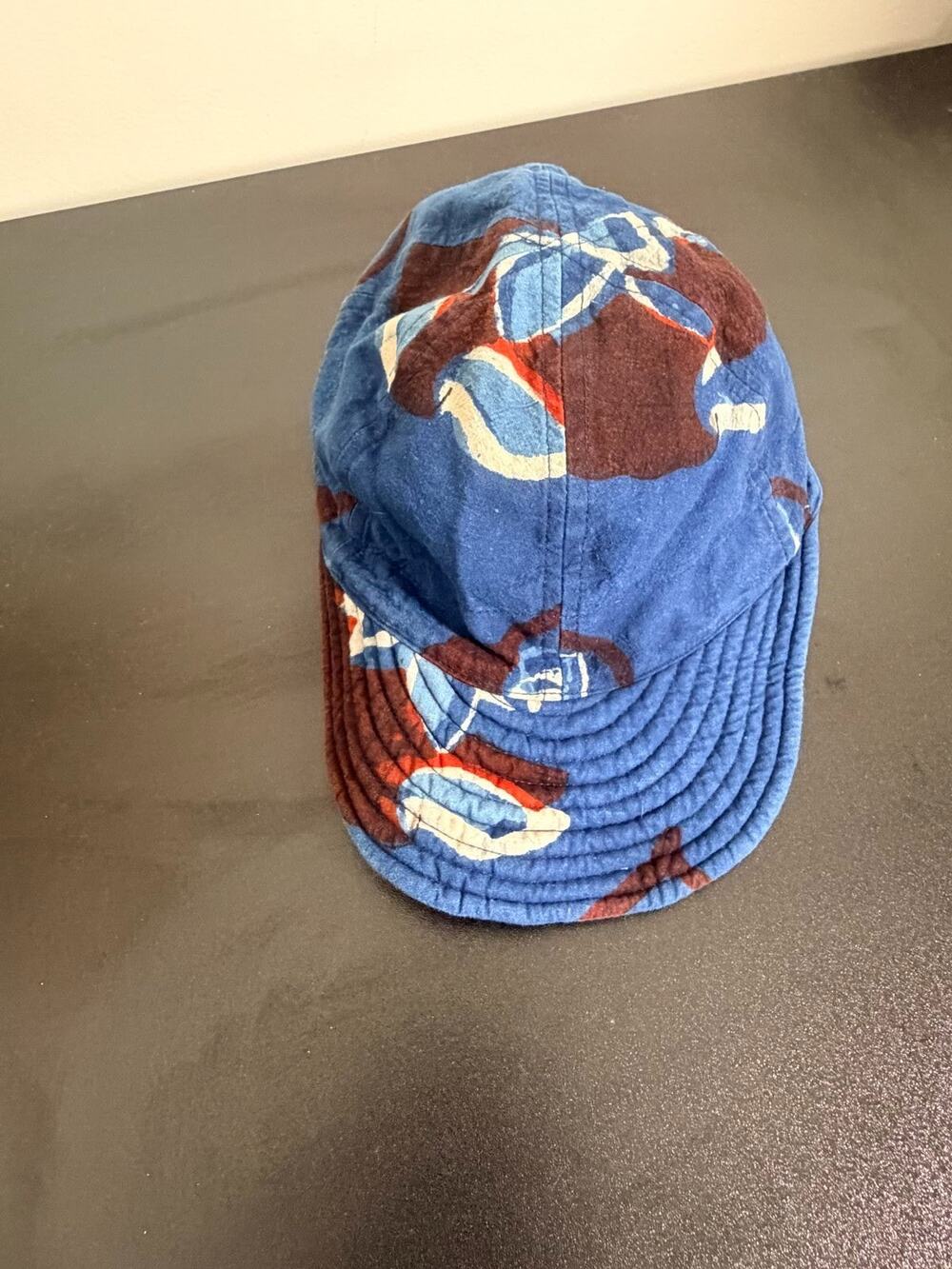 Kardo Blue Patchwork Block Print Cotton Cap One Size Handcrafted India Indigo